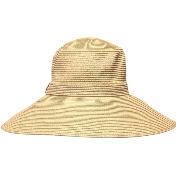 Scala Collezione Tan Packable Sun Beach Paper Straw Hat NWOT One Size
